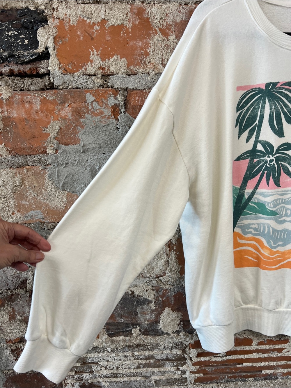 NWT Z SUPPLY Cream High Tide Sunday Sweatshirt in Sz Large drop shoulders - Picture 7 of 11